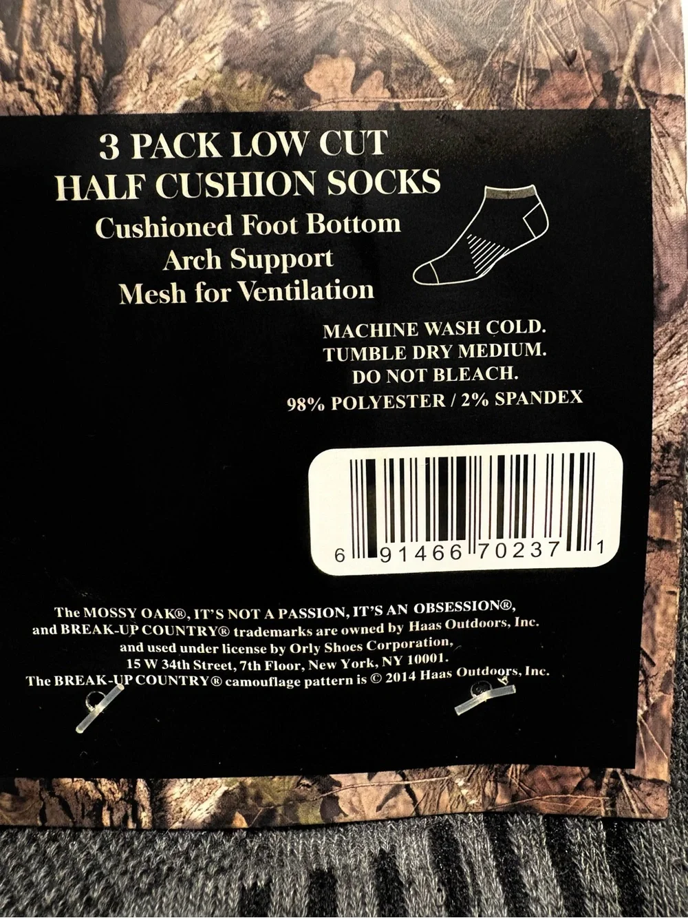 Mossy Oak Men's Low Cut Half Cushion Socks 2 Sets of 3 Socks — 6 PAIRS TOTAL